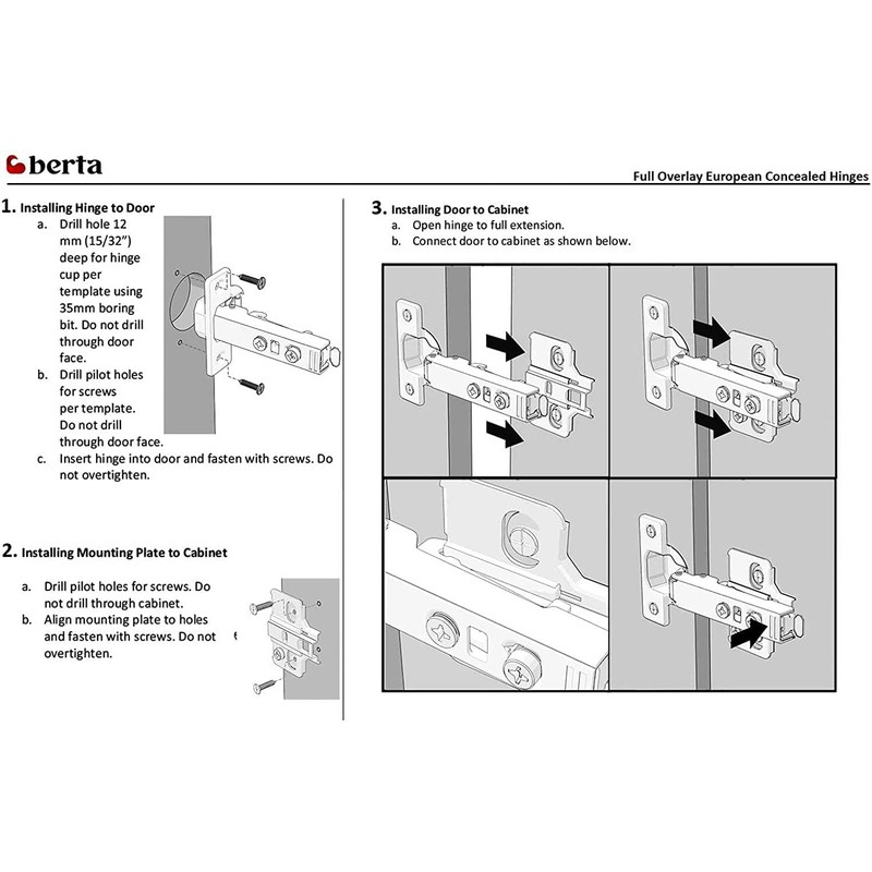 Berta (2 Pieces) Full Overlay Soft Close, 6-Ways 3-Cam Adjustment,