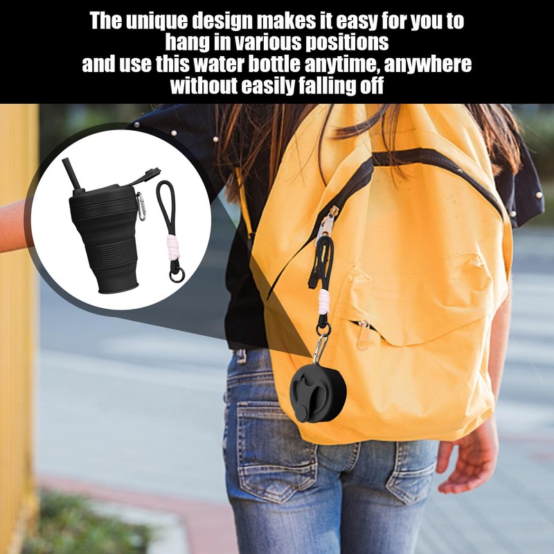 1 x foldable cup, 1 x water bottle lanyard, foldable
