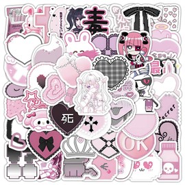 Pink Anime Girl Stickers 100Pcs Waterproof Funny Sticker for Laptop Water Bottle Skateboard Luggage Car Bike Scrapbook,Vinyl Cute Aesthetic Kawaii Sticker for Girls Adults