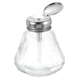 HARFINGTON Solvent Alcohol Dispensers 180ml(6.1oz) Conical Push Down Liquid Dispenser Pump Bottle with Plastic Tube and Aluminum Core for Acetone Polish Remover