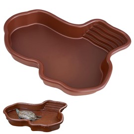 SGZIOO Reptile Water Bowl, Turtle Water Bowl, Turtle Water Bowl, Large Bathtub with Ramp and Sun Platform for Snake, Turtles, Bearded Dragons, Lizards & Gecko 31 x 25 x 5 cm