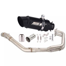 Unbranded For Yamaha YZF R3 2015- 2021 MT-03 Full System Exhaust Header Pipe Black 2"