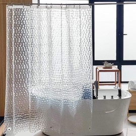 Shower Curtain Mould Proof 180x180cm,3D Water Cube ECO Shower Curtain PEVA Waterproof Heavy Duty Bathroom Curtains with 3 Magnets,12 Plastic Hooks Quick-Drying Washable Bath Shower Curtain Home Decor