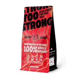 BAZAN COFFEE Premium Robusta Too Strong, Vietnamese Coffee, Whole Bean, Dark Roast, Ideal for Milk, 12oz Bag
