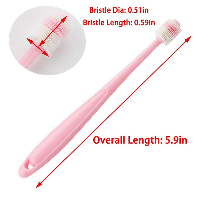 DQITJ 2 Pcs 360-Degree Small Dog and Cat Toothbrush, Bristle