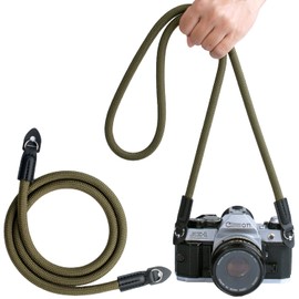 PIBIETTN 120cm Climbing Rope Camera Strap,SLR, DSLR, Mirrorless Camera Shoulder Neck Strap,Portable Camera Strap (Army Green)