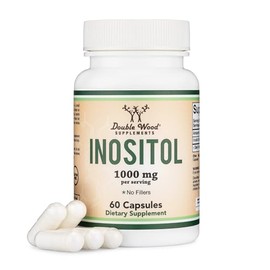 Double Wood Supplements Cápsulas de inositol (Myo Inositol) 1000 mg PCOS suplementos para mujeres (60 unidades) (fabricado en los Estados Unidos, sin 