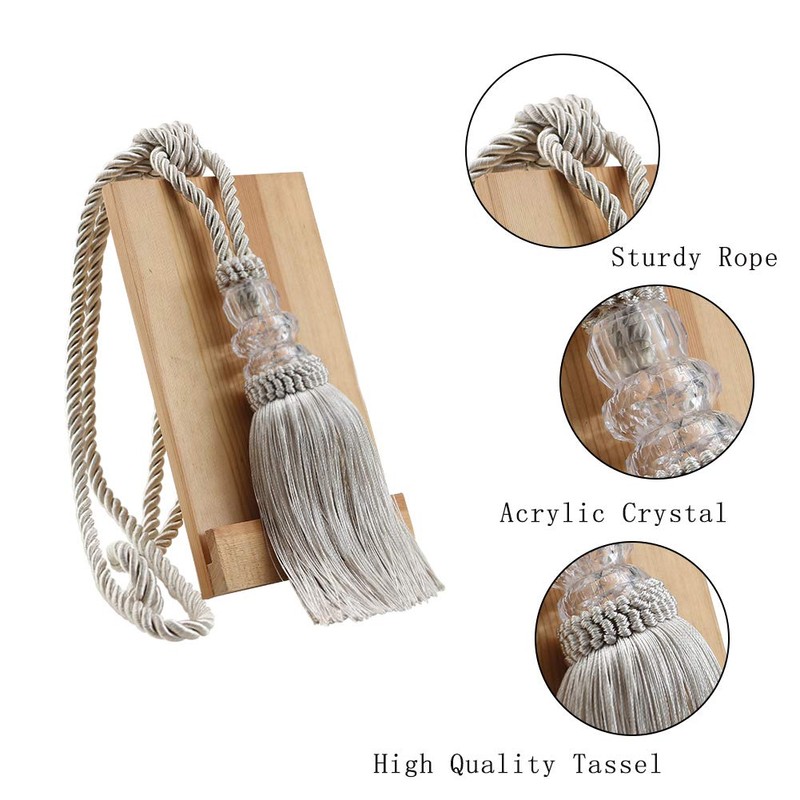 BEL AVENIR 4 Pack Curtain Hand-Woven Tiebacks Crystal Holdbacks Home