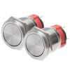 (Pack of 2) APIELE 19mm Latching Push Button Switch Waterproof Stainless Steel Metal Flat Top 12V 24V 36 DC 110V 250V AC 5A 1NO 1NC SPDT Screw Terminal (Flat Round Latching)