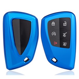 Horande Soft TPU Protector Key Fob Cover Case fit for 2021 2022 2023 2024 2025 GMC Sierra Yukon Chevy Silverado Suburban Tahoe Keyless Entry Key Fob (Blue)
