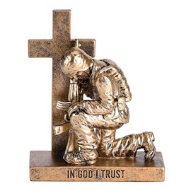 Dicksons Called to Pray Cross Solider Gold Resin Collectible Figurine Statue 8 x 5.5 Inch