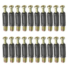 MroMax 6x35mm Bronze Metal Dowel with Plastic Furniture Connecter Fittings Thread Bolts Dowels Screws for Cabinet Drawer Dresser and Wardrobe Furniture Panel Connecting Black Tone 20Pcs