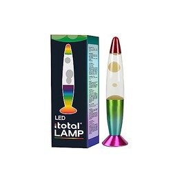 I-TOTAL - Lámpara de lava LED roja cambia de colour base rainbow, cera blanca