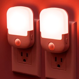 Briignite Red Motion Sensor Night Light, Night Light, Dusk to Dawn Night Light 2Pack, Dimmable Led Night Light, Night Light for Kids, 1W Night Lights Plug into Wall for Bedroom, Kid Room, Bathroom