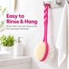 2-in-1 Long Handle Bath Brush with Soft Loofah & Bristles,
