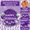 gisgfim 96 Pcs Purple Birthday Party Supplies Paper Plates Napkins