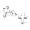 Mini Silver Cross Stud Earrings .925 Sterling Silver Plain Tiny