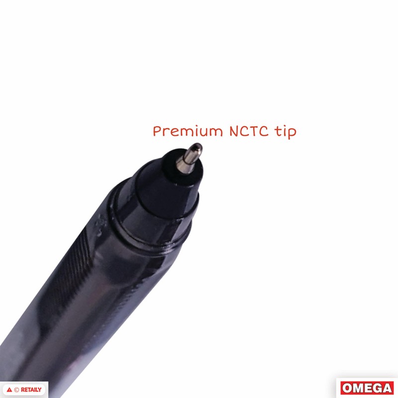 OMEGA Triad-TC Ballpoint Pens, BLACK, Fine Point (0.7 mm), Pack