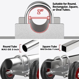 Blütezeit Rolling Gate 8'' Heavy-Duty Rubber Wheel Carrier 2pcs, Double-U Bolts Gate Rollers for Driveway Chain Link Fence Metal Tube Gates, Pack of 2