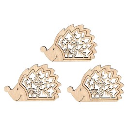 Hedgehog | Wood | 10 cm x 6.5 cm | 3 mm Thick | With Lasered Decorative Elements | Pack of 3