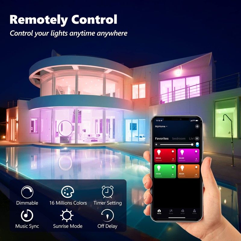 Vanance Smart Light Bulbs 4Pack, WiFi & Bluetooth 5.0, App