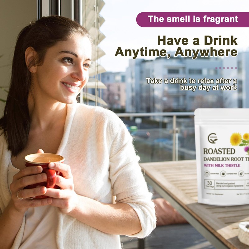 Organic Roasted Dandelion Root Tea with Milk Thistle Tea -
