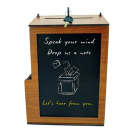 SHUMEI Wooden Donation Box with Writing Surface Ideal for Fundraisers, Churches, Schools & Community Events 8.5 x 4.5 x 10.7 Inches