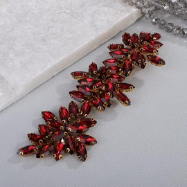 Teyglen Sparkly Full Rhinestone Wedding Hair Clips Bridal Wedding Crystal Hair Barrette Burgundy Crystal Head Piece Hair Accessories for Women Bridesmaid Bridal Party Prom(Wine red)