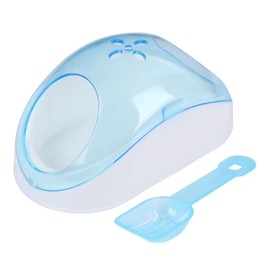 Gatuida Chinchilla Hamster Sand Bath Room Portable Plastic Container with Bath Sand Filter Scoop for Small Pets Durable and Safe Design for Home Travel Random Color