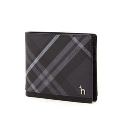 Hazzys (신세계센텀점)DUBLIN 블랙 체크 가죽 2단 반지갑 HJWA5E866BK (Duty Free) DUBLIN Black Check Leather 2-Fold Wallet HJWA5E866BK