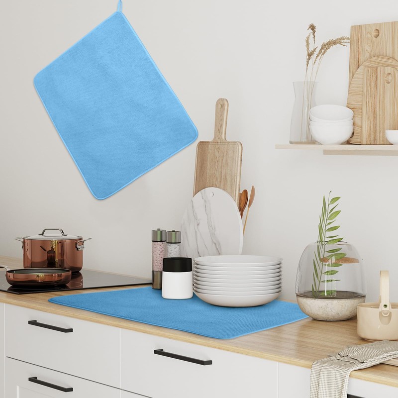 Hushee 2 Pack Extra Large Dish Drying Mat Microfiber Absorbent