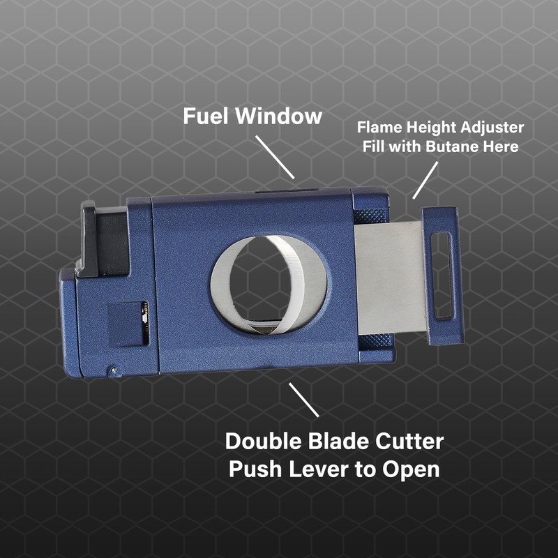 Visol LighCut Butane Torch Triple Flame Refillable Gas Lighter, Built-in