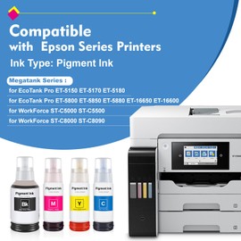 542 Refill Bottle Ink Replacement for 542 T542 Work for EcoTank Pro ET-5150 ET-5170 ET-5180 ET-5800 ET-5850 ET-5880 ET-16650 ET-16600 WorkForce ST-C8000 ST-C8090 Printer (Black Color, 4-Pack)