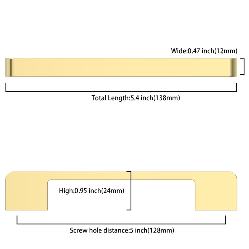 Asidrama 10 Pack 5 Inch(128mm) Brushed Gold Cabinet Pulls Gold