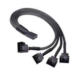 Leloco 24AWG 4-Pin PWM Splitter Fan Cable - Rgb Verteiler-Kabel für 4 Gehäuselüfter, Fans, PWM-Sharing, Multi-Lüfter-Anschluss, Lüfterkabel, Verlängerungskabel, Splitter, Y-Kabel,Argb splitter