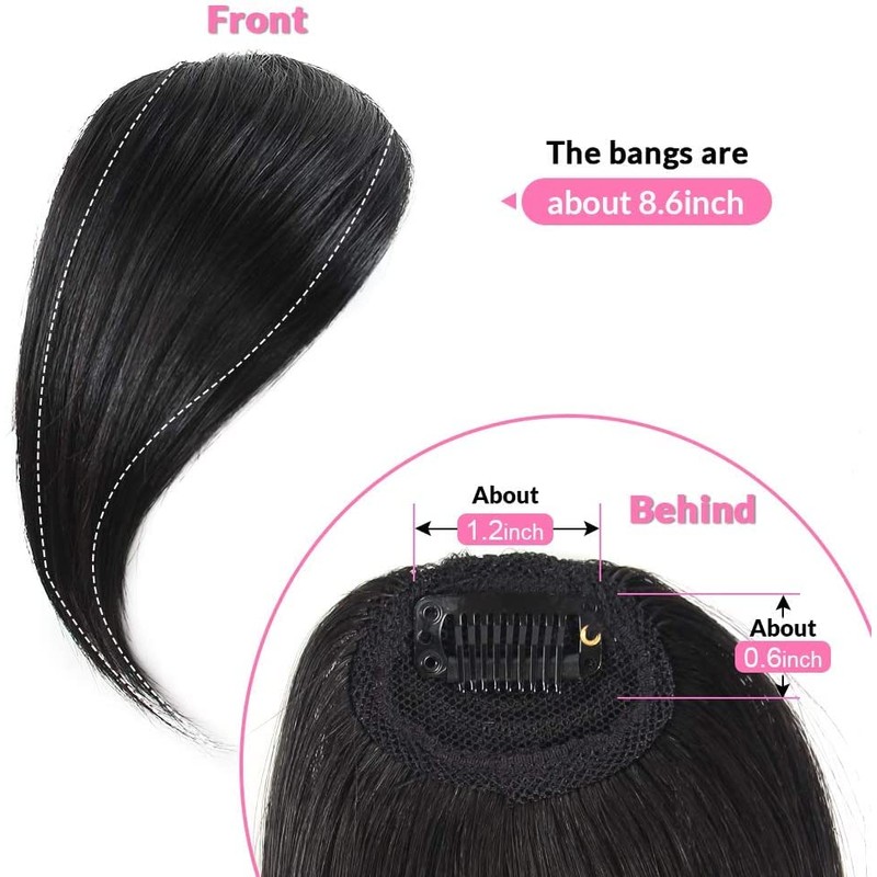 Dsoar Clip in Side Bangs Real Human Hair Bang Natural