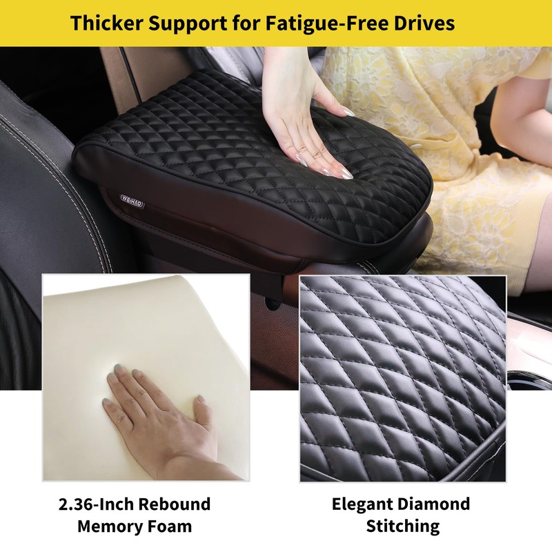 WEIHAO Car Arm Rest Cover Pad, Thick Padding 12.4x7.28x2.2 inch