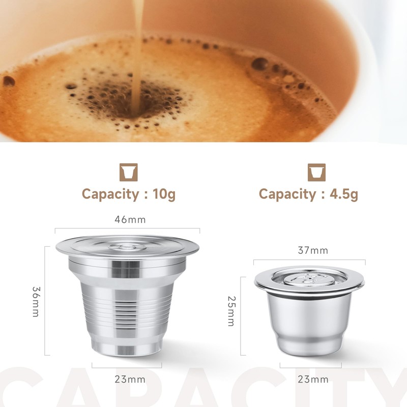 HAILASRE 2 Pcs Reusable Stainless Steel Coffee Capsules Compatible with
