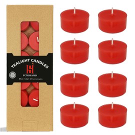 Tea Candles Handmade 24 Pack Strawberry Scented Smokeless Tea Lights Candle 7 Hour Long Burning Tealight Candle for Wedding Yoga Spa Decoration(Red)