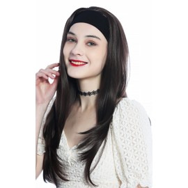 WIG ME UP - H9306-6 Wig Hairpiece Half Wig with Headband Brown Earth Brown Long Straight Hair Extension 65 cm