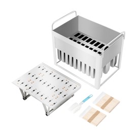 Ice Cream Maker Mold Set, 20/30Pcs Stainless Steel Ice Lolly Ice Cream Molds Kit, Large Capacity Ice Cream Ice Cream Stick Holder, Commercial Ice Pop Lolly Ice Cream Molds (30PCS 115g Suqare)