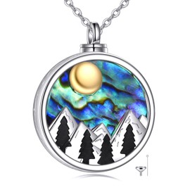 SHEAISRS Mountain Urn Necklace for Ashes for Women 925 Sterling Silver Cremation Jewelry for Ashes Campers Climbers Nature Lovers