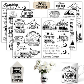 Rub On Sticker Camping, Pack of 6 A5 Rub On Stickers, Rub On Foil Transfer Stickers, Rub On Camping, for Raysin, Furniture, Glass, Wood, Scrapbooking, DIY Crafts Decoration (Camping)