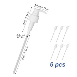 Pack of 6 PP5 Syrup Pump Compatible with Best Body Nutrition Vitaldrink Fruit Juices, Dosing Pump for Bottle Neck 2.8 cm 1000 ml Bottle, Replacement Syrup Pump Dispenser, Pump for Shampoos Shower Gels