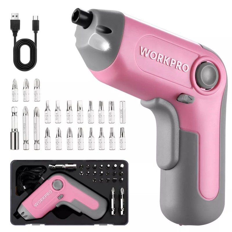 Workpro Electric Cordless Screwdriver w/Offset Driving Shaft Automatic Screw Gun