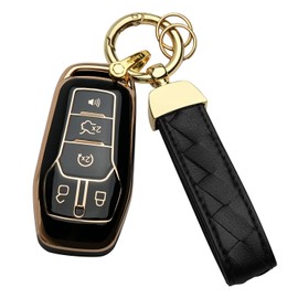 bqepe for Ford Key Fob Cover Keychain Fit for2013-2016 Ford Fusion 2015-2017 Ford Mustang F-150 Explorer,Smart Key Shell Case, Black, 5 button