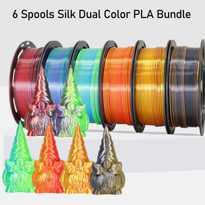 MIKA3D 6 Spools Bicolor Dual Color 1.75mm 3D Printer Filament