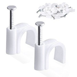 100PCS Round Cable Clips, 6MM Electrical Cable Wall Clip Cable Nail Clips Management, Wire Tidy Clips Pins Cable Tacks for Ethernet, Electrical Cables, Wires