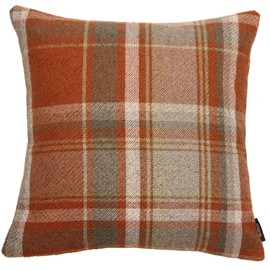 McAlister Textiles Heritage Tartan Throw Cushion Covers 17 x 17 Inches. Highlands Scatter Pillows for Sofas & Bedroom Terracotta Orange