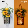 OurWarm Sunflower Mason Jar Sconces Wall Decor Set of 2